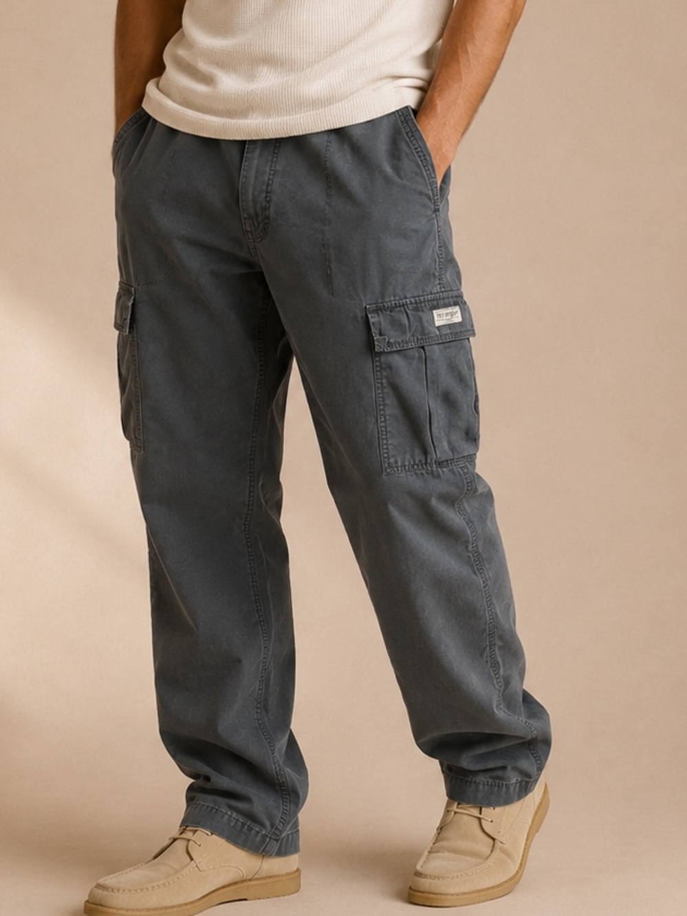 Wrangler Cargo Pants Men’s 34x32 Gray Utility Workwear Y2K Straight Leg